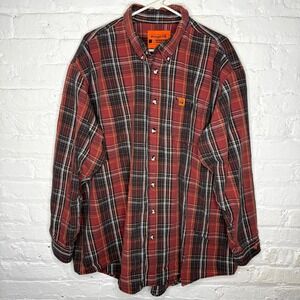 Wrangler FR Riggs Flannel Shirt Men 2XT Red Button Up Plaid Flame Resistant HRC2